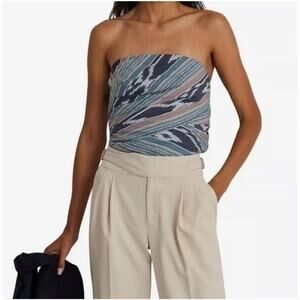 NWT Lauren Ralph Lauren Geo-Stripe Cotton Strapless Blouse size 16
